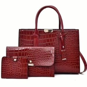 3pcs Crocodile Leather Handbag Set  NWT